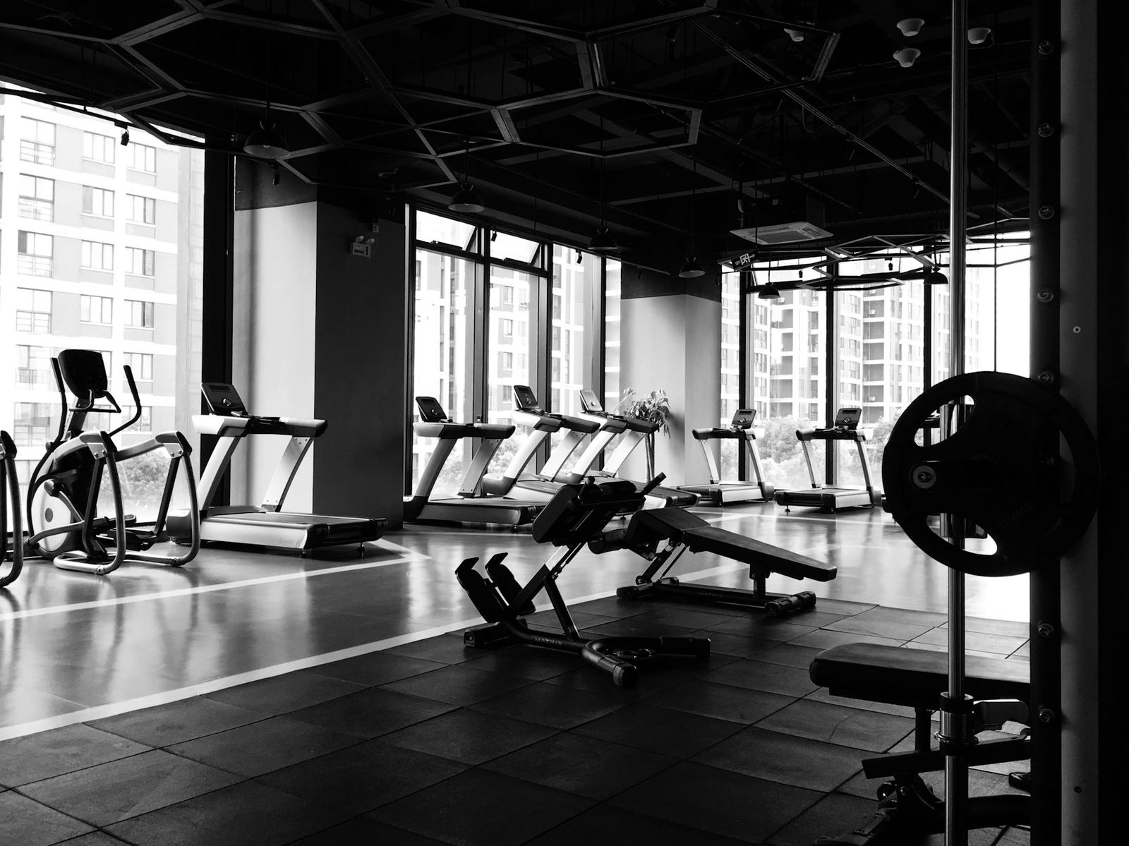 A gym floor with training equipment
